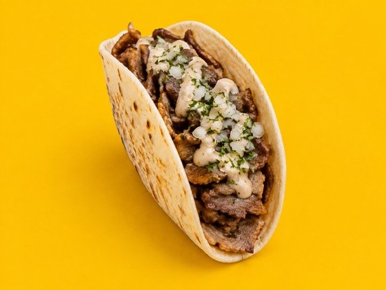 Beef Taco with beef shawarma, taco style &mdash; halal at Golden Shawarma in Richardson, TX