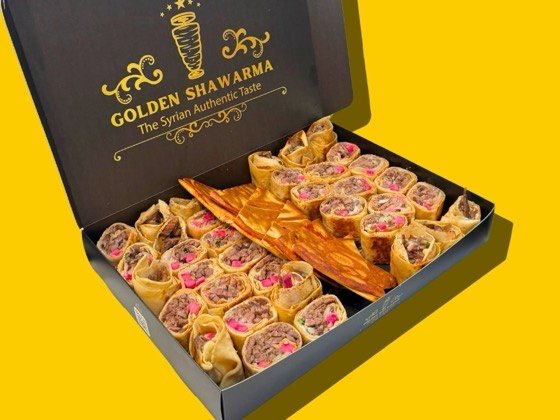 Family platter of mixed beef and chicken shawarma