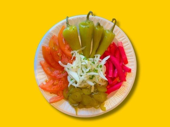 Mixed Middle Eastern pickles with turnips, cucumbers and olives